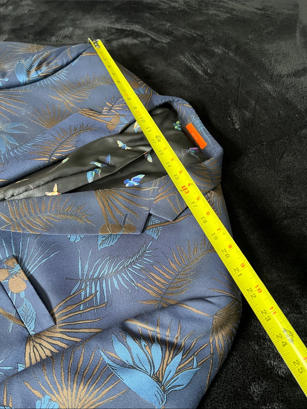TALLIA Navy Blazer with Blue and Brown Floral Woven Fabric - Picture 8 of 15
